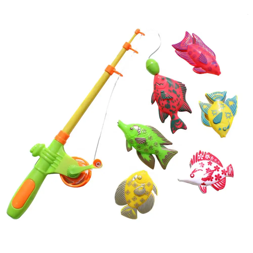 6PCS Children's Magnetic Fishing Toy Funny Marine Life Cognition Wooden Toys For Children Interactive Toys Set