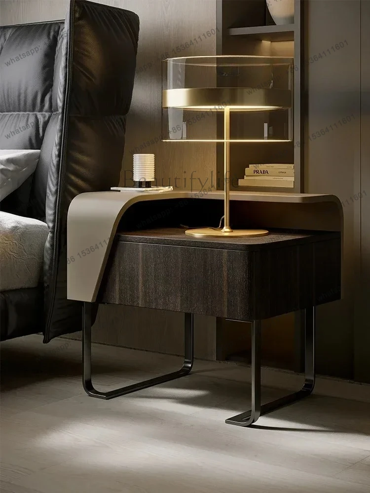 yj9 New bedside table Italian minimalist light luxury bedroom small bedside table creative storage locker