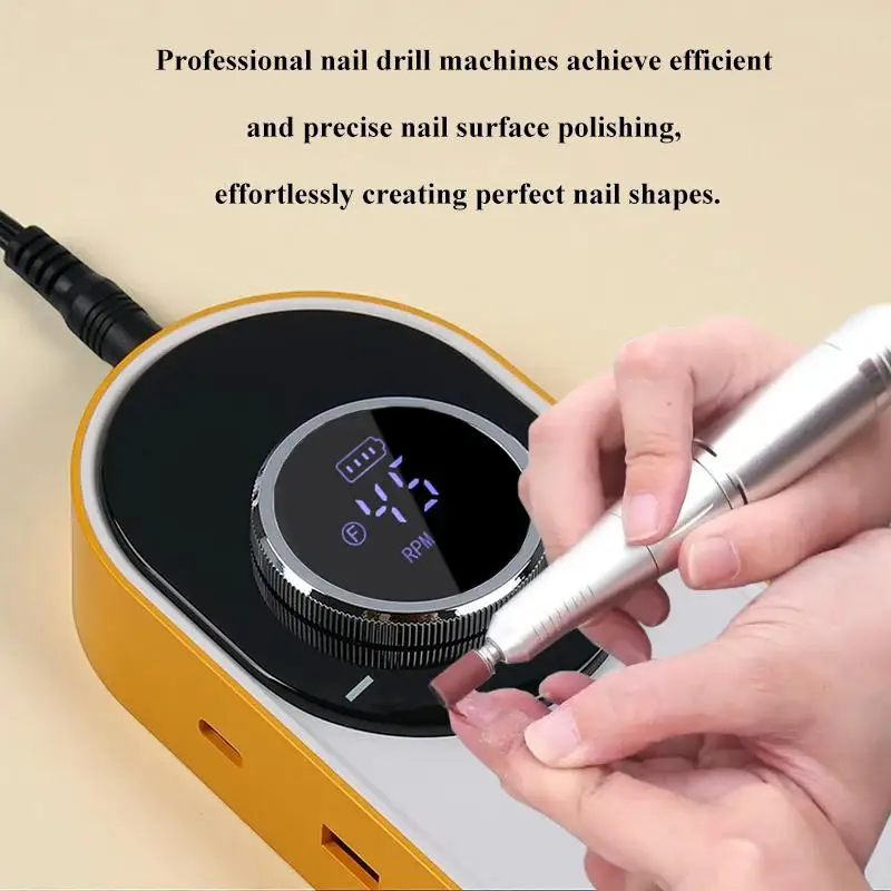 45000 RPM Professional Electric Nail Drill: Rechargeable Portable Low-Noise Kit for Acrylic Gel Nail Care