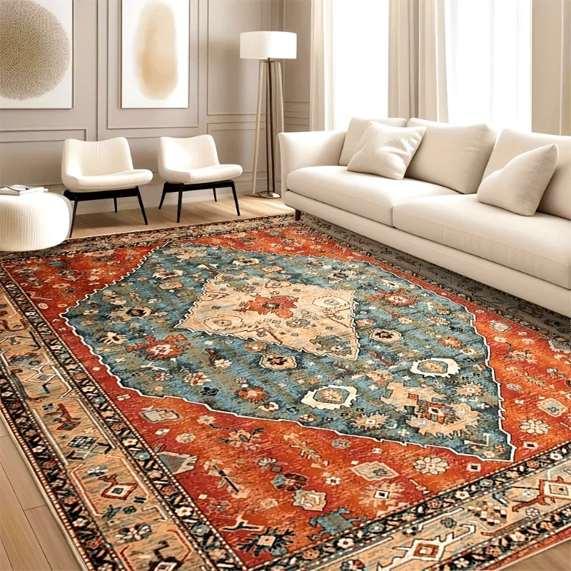 

Persian-style washable Mat, vintage print indoor floor imitation antique Mat, large area decor Mat for bedroom, bedside, kitchen