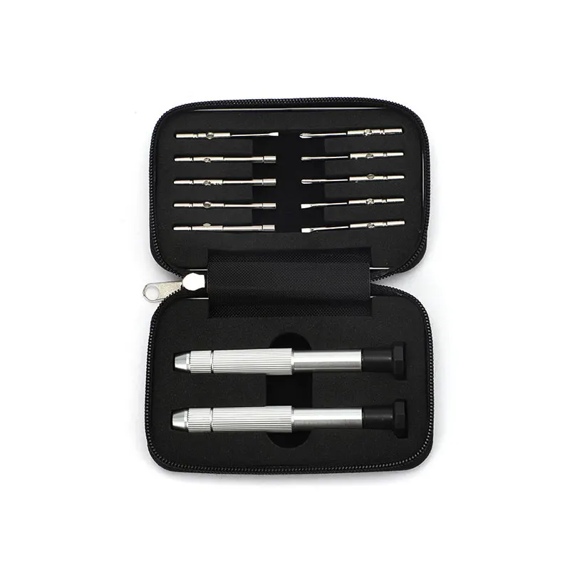 SS1002 Pocket Mini Screwdriver Kit Set With Zipper Case 2 Handles 10 Bits Glasses Repairing Tool
