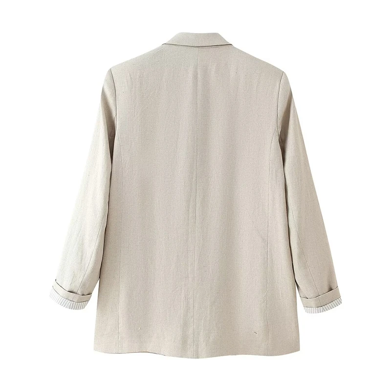 KEANKETIAN printemps/automne nouveau femmes rayé Patchwork costume manteau bureau dame un bouton rabat poches ample loisirs Blazer haut