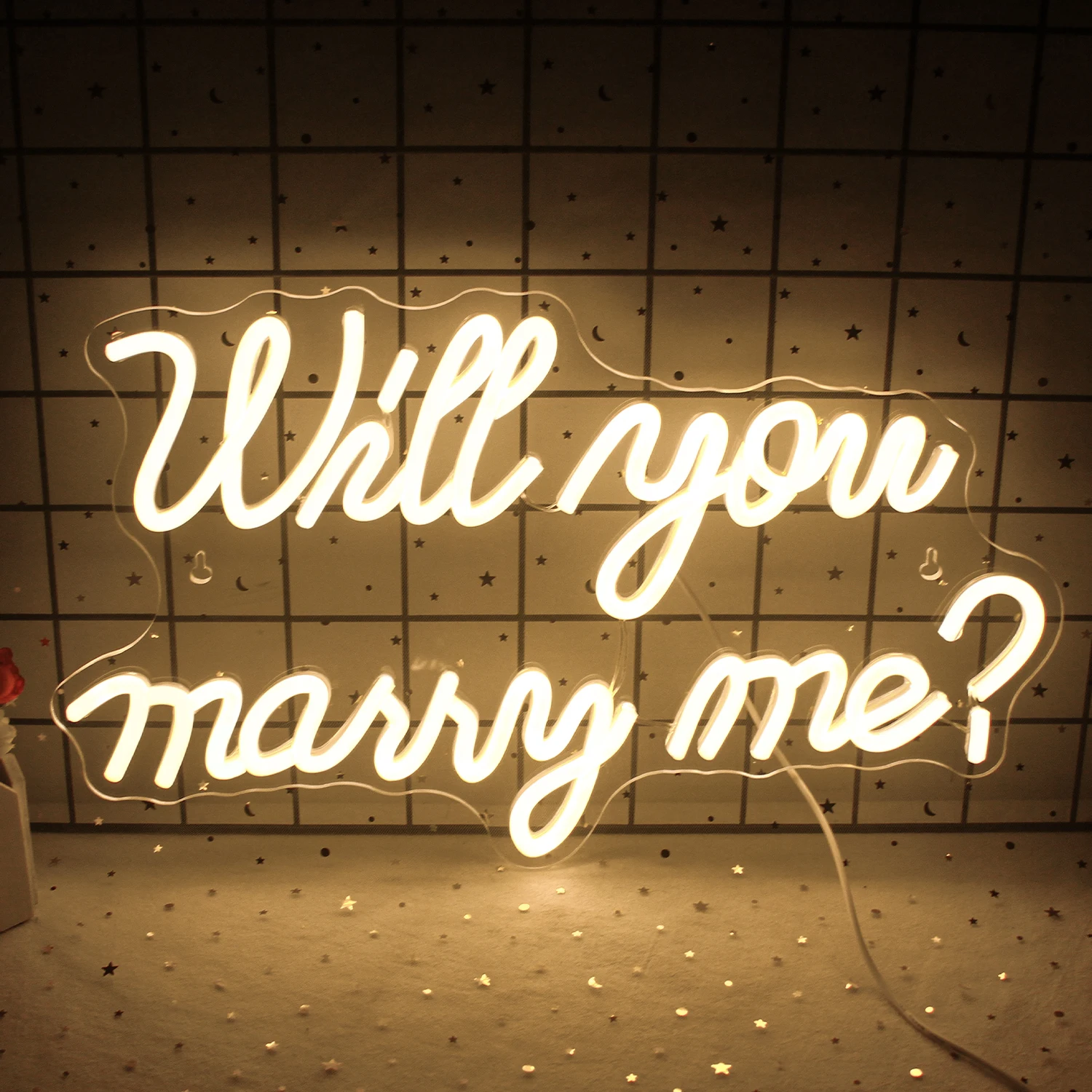 

Will You Marry Me Led Neon Signs Light Wedding Proposal Decoration Party Wall Valentine's Day Decor Transparent USB Acrylic Neon