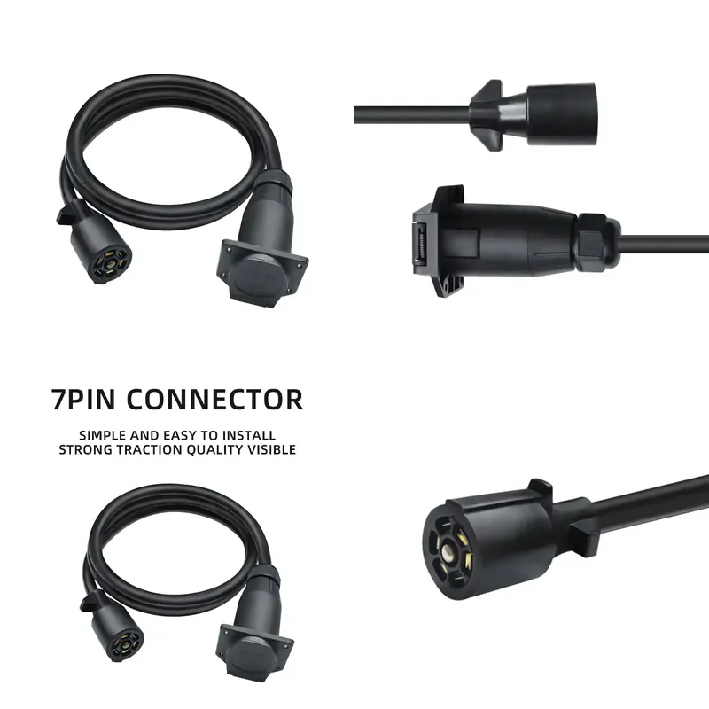 RV Trailer Car Connector 7-Pin Waterproof Expansion Plug Adapter Power Cord