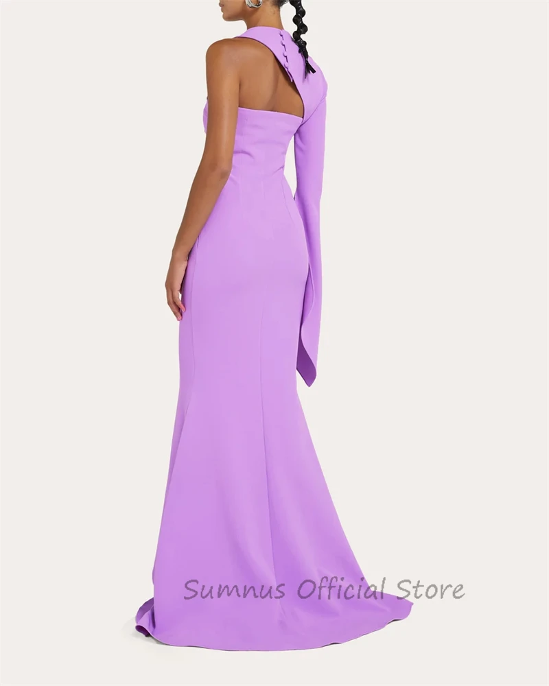 SUMNUS Sexy Purple Prom Dress Simple One Shoulder Formal Occasion Evening Gowns Mermaid Floor Length Party Dresses فساتين السهرة