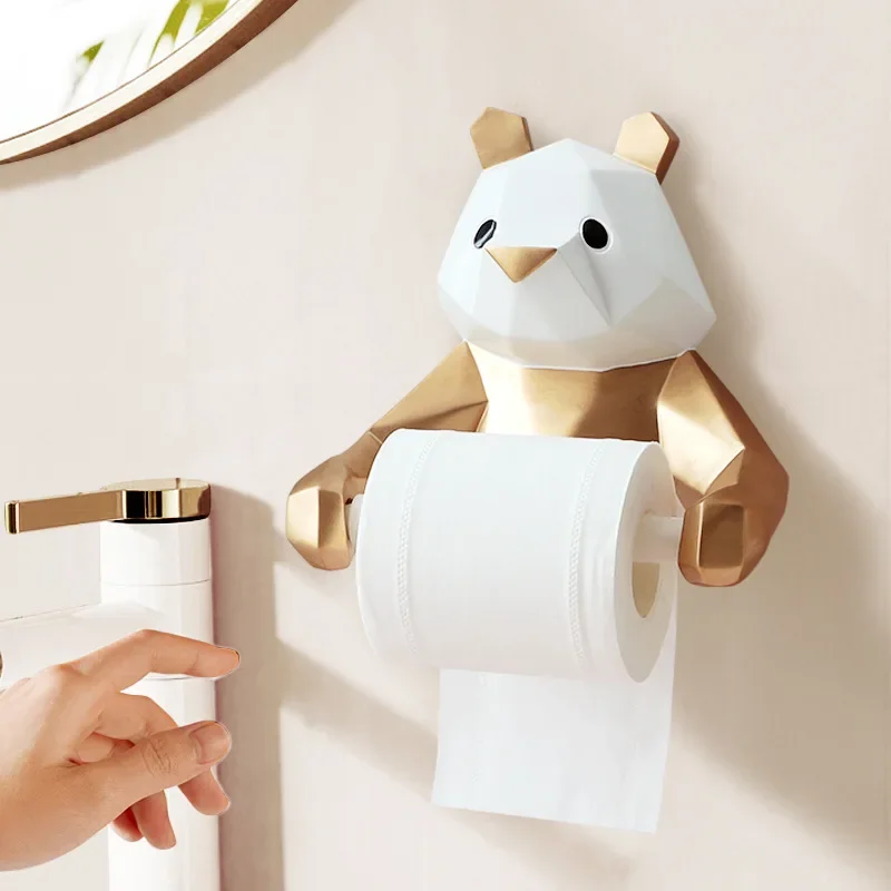 Resin Panda Roll Toilet Tissue holder Wall Mounted Toilet Paper Holder Bathroom Decor Hand Towel Bar Kitchen Dish Cloth Hanger