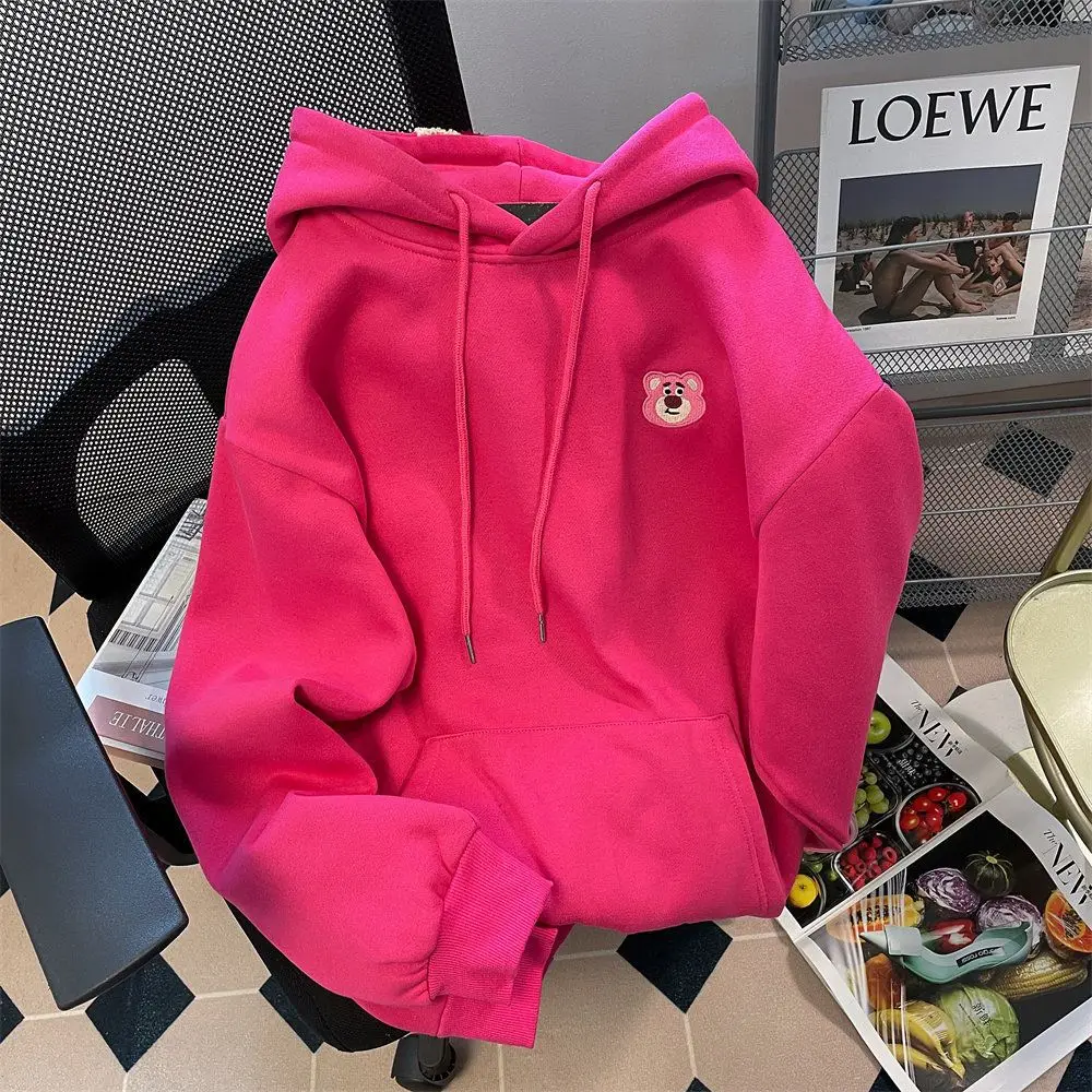 Lotso Kawaii Sweater Y2k Women\'s Autumn Winter Fleece Hoodie Girls Korean Style Oversize Long Sleeve Casual Top Female