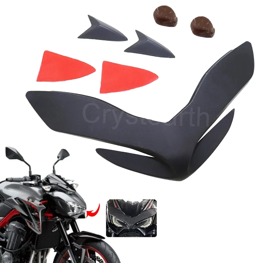 

Motorcycle Front Fairing Aerodynamic Winglets Front Beak Nose Cone Extension Cover Extender Fit For KAWASAKI Z900 2017-2020