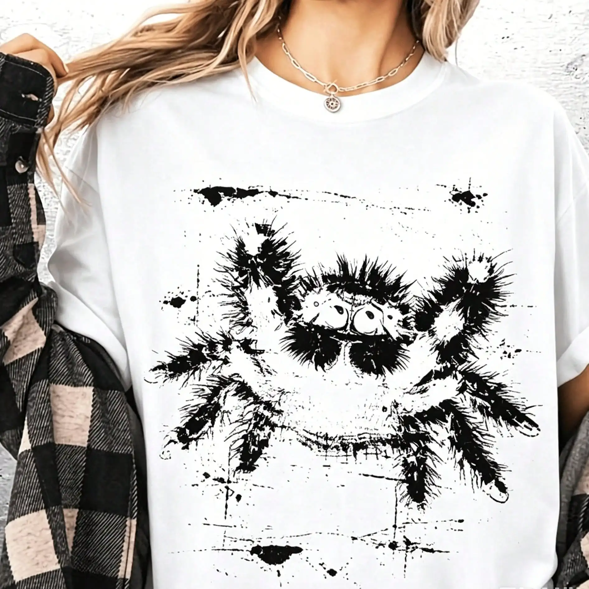 Jumping Spider Shirt, Grunge, Punk, Oversize, Womens, Mens, Unisex Colorful Streetwear Fashion Casual Graphic Shirt