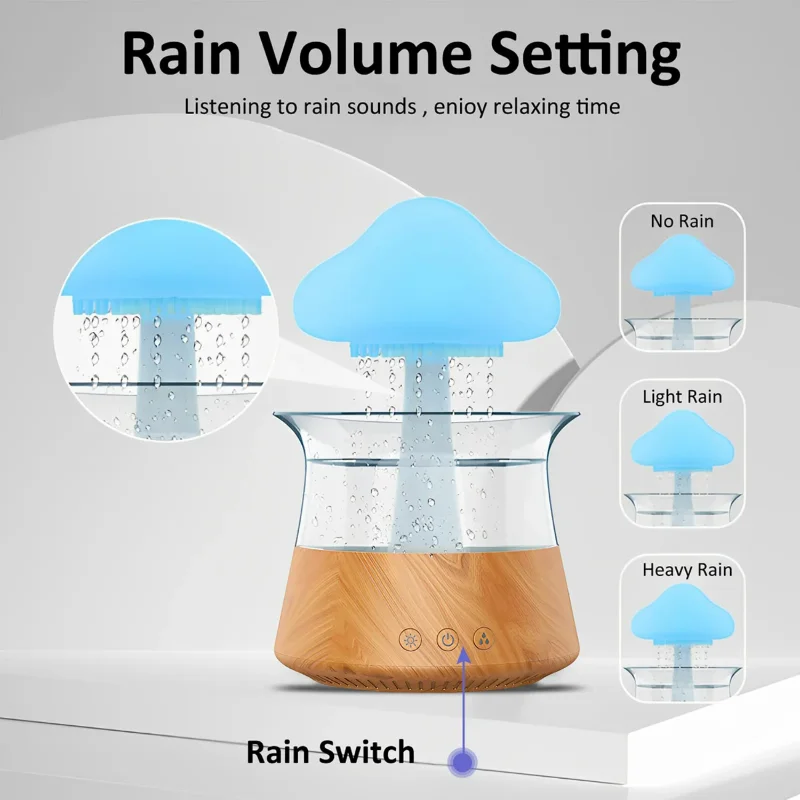 Cloud Rain Diffuser Humidifier Raindrop Aromatherapy Machine Timer Portable Air Humidifier with Colorful Rain Lamp