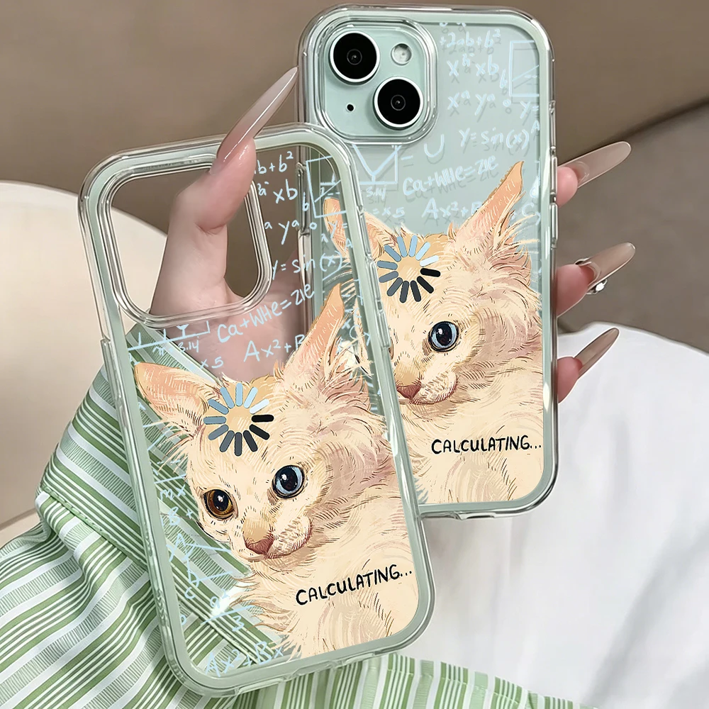 Calculating Cat Transparente Handyhülle für Samsung Galaxy S26 Ultra S25 S24 edge s22 s23 Plus FE A57 A54 A55 A16 A35 A36 A37 5G Cover – Detail 5