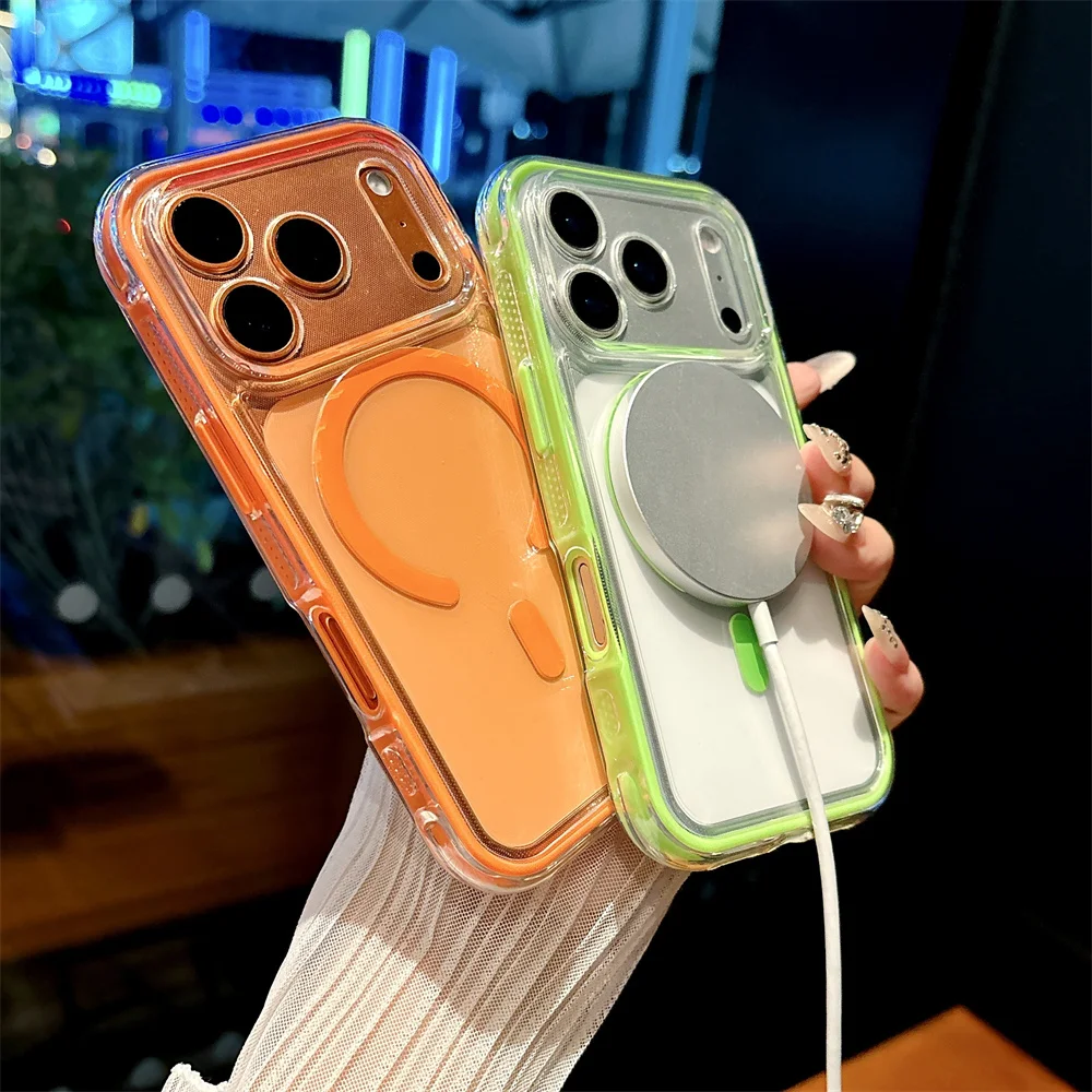 2-in-1 Transparente TPU-Handyhülle für iPhone 18 Pro Max 17 Air 16 15 14 13 12 11 mit MagSafe Magnetischer Kabelloser Ladeabdeckung – Detail 2