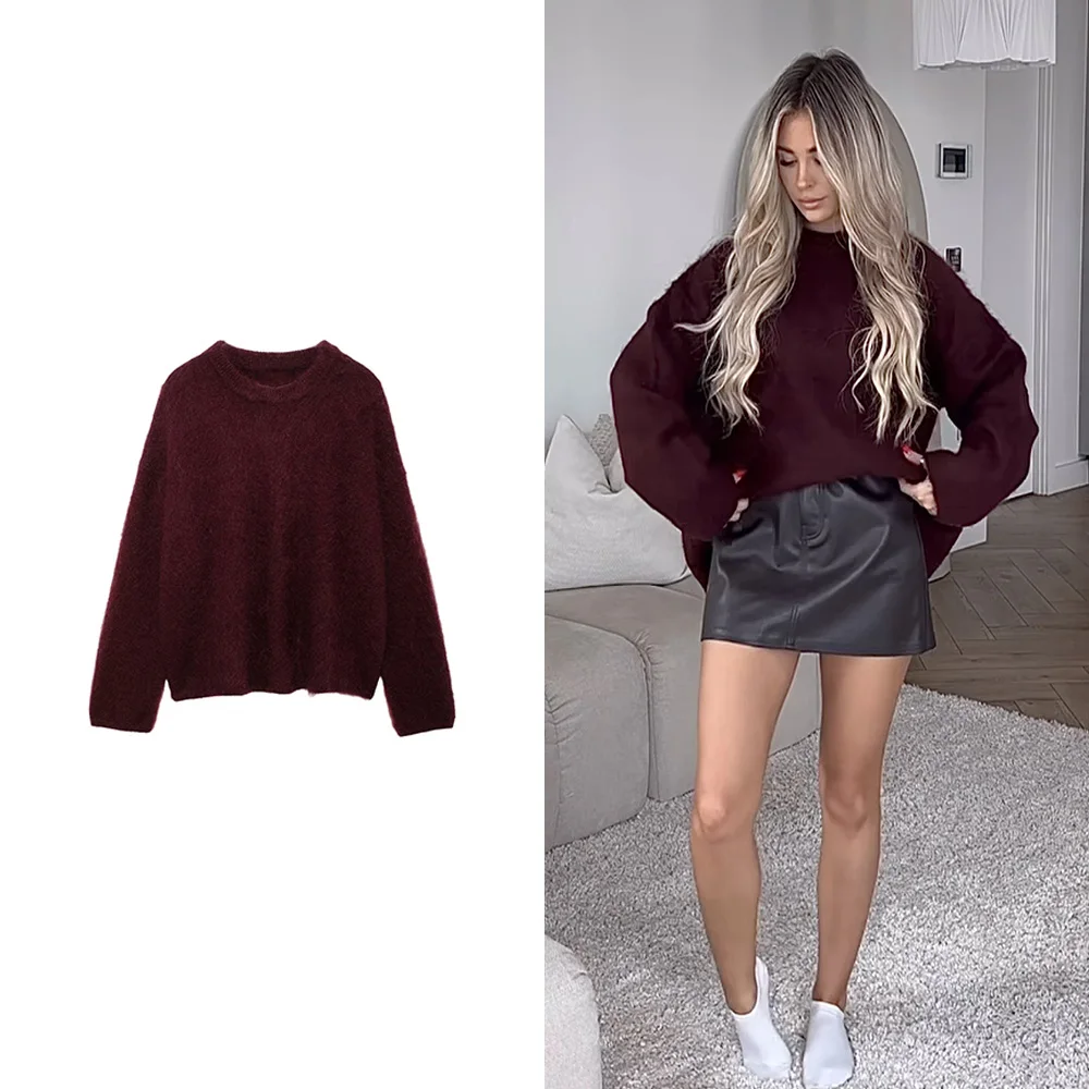 

Women's Knitted Pullover New O-neck Casual Solid Long Sleeved Sweaters Ladies Warm Commute High Street Knitwear Sweater Tops