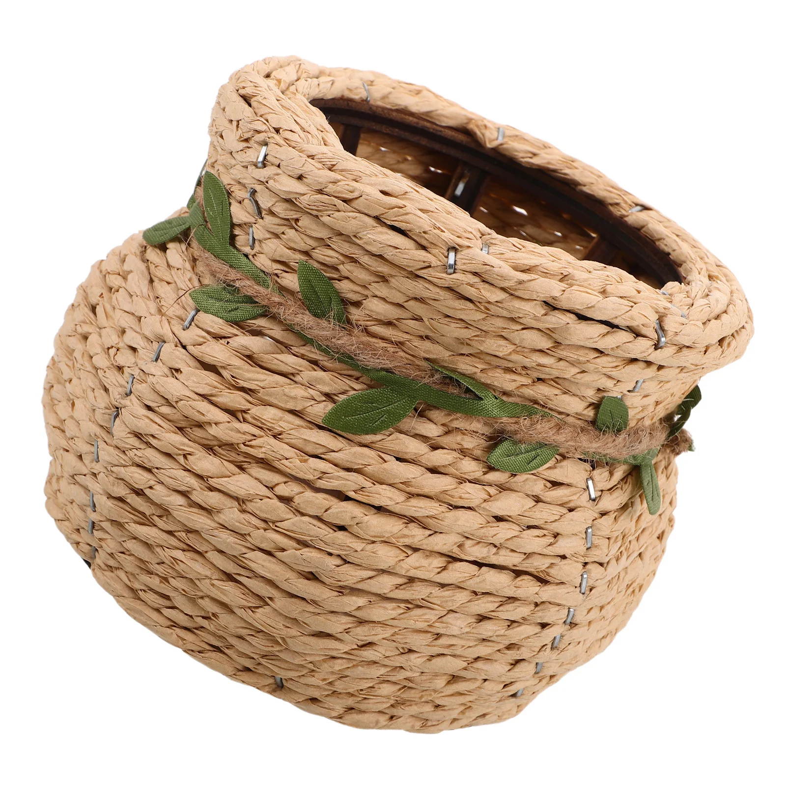 الشمال نمط المنسوجة يدويا سلة للزهور منظم سطح المكتب الفني المنسوجة سلة الزهور تخزين الزخرفية لغرفة المعيشة المنزل