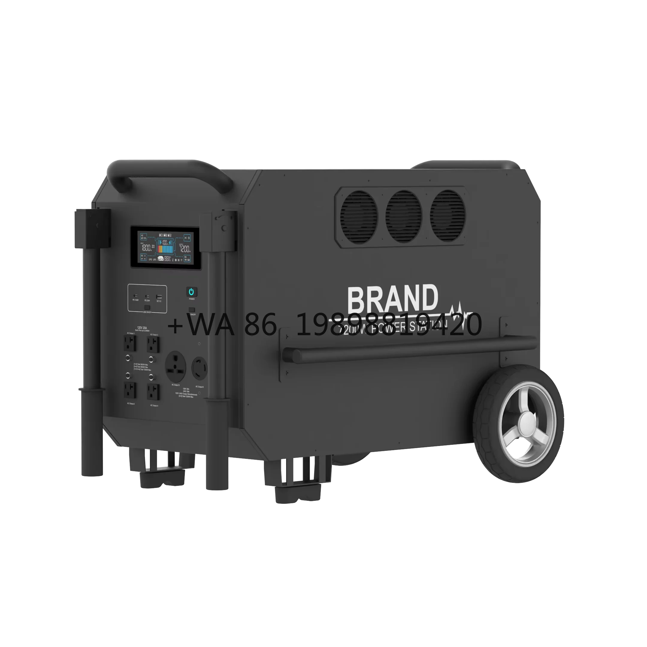 Portable Power Station Large Capacity 9792Wh UPS Battery LiFePO4 7200W Dual-Voltage Solar Generator Pure Sine Wave Inverter Car