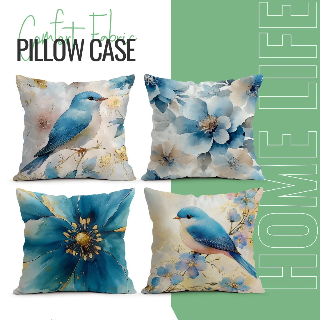 4Pcs Summer Flowers Cushion Covers Single-sided Printed 40/45/50CM Throw Pillow Case Cover Sofa Cushion Home Room Decor