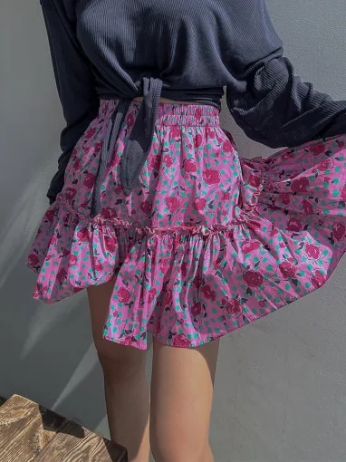 Slimming High Waist f Skirt with Ruffle Design for Women Ele Summer Chic Print Splicing Sle Ladies' Sweater
