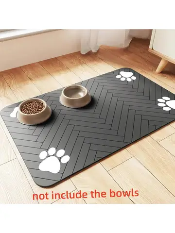 Little Kitten Dog bsorbent Pet Feeding Mat, Waterproof Placemat for Dog & Cat Food & Water Bowls, Quick-Dry Rubber Backing