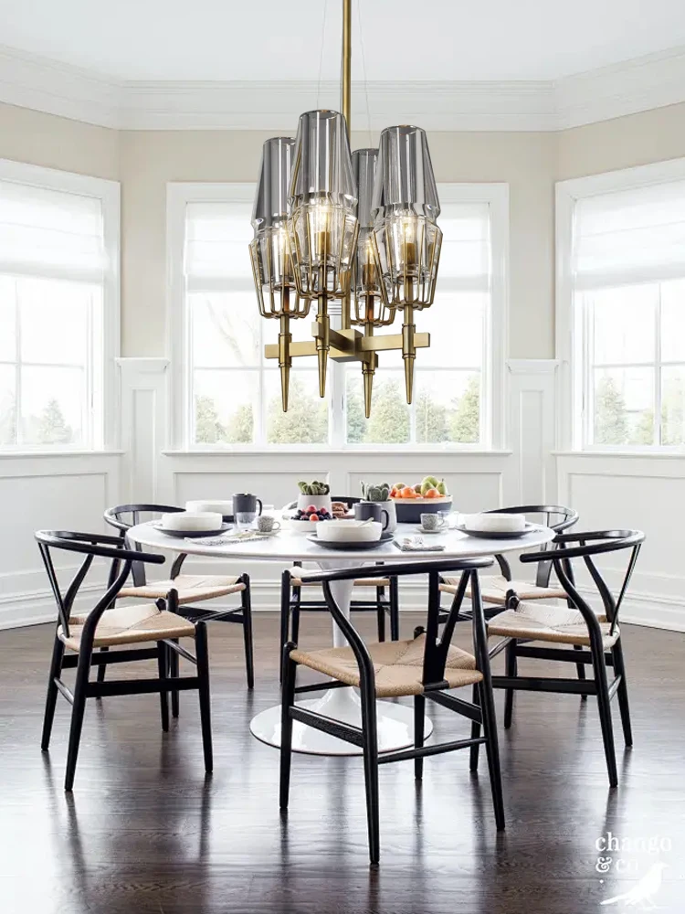 

Modern Copper & Glass Pendant Light - 4/8/12 Lights Luxury Ceiling Pendant Lamp for Dining Room, Bedroom - Dimmable LED