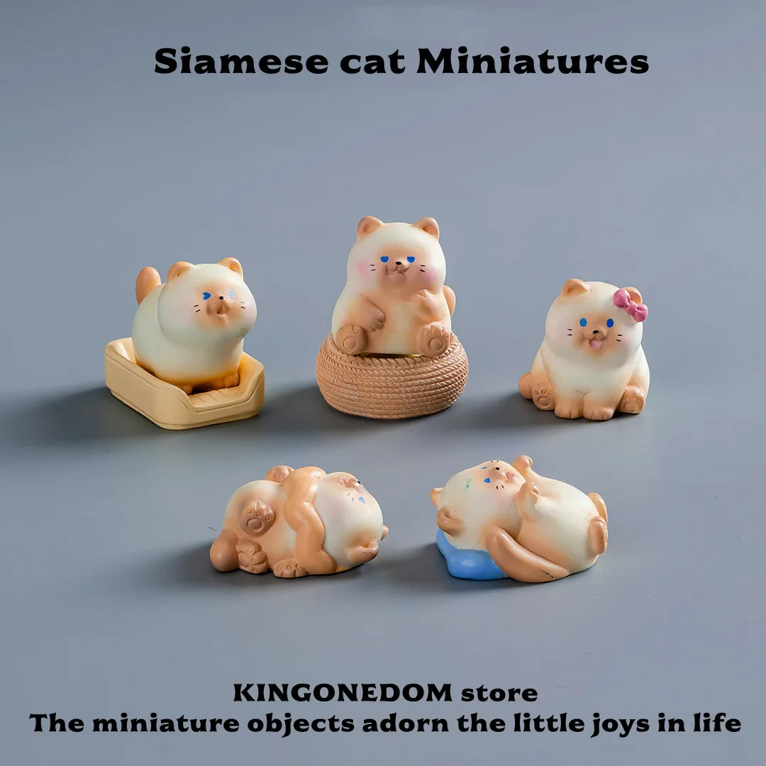 Juego de 9 Uds de Mini figuritas decorativas de gato siamés, decoraciones de escritorio de gatitos Kawaii, accesorios DIY para micropaisaje, gatos bonitos