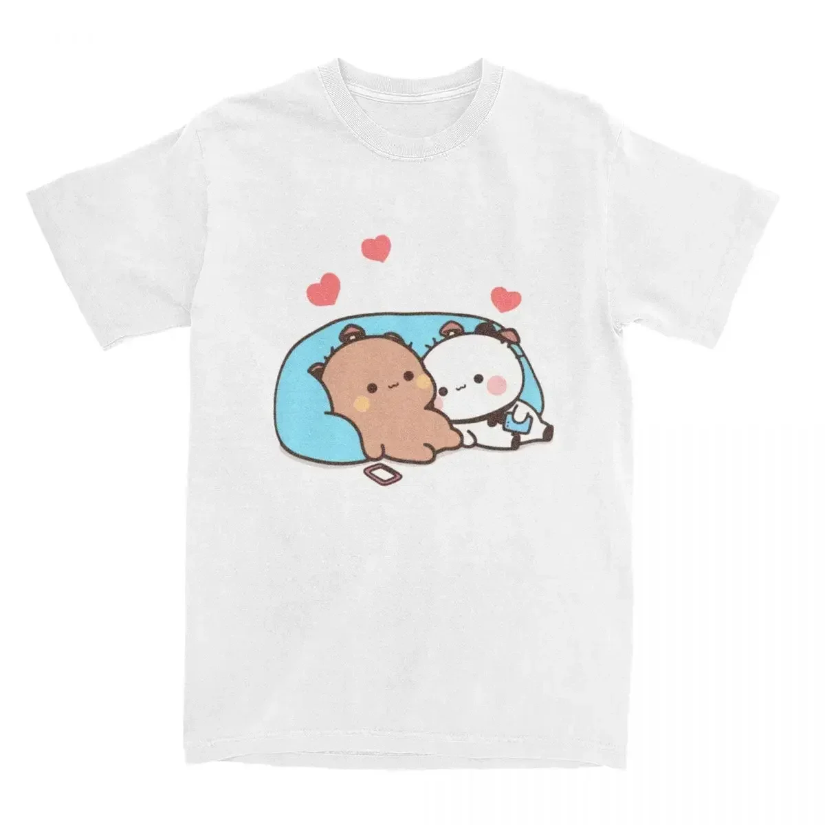 2024Men WomenO-Neck Cotton Kawaii Panda Bear Short Sleeve T Shirt Large Size T shirt Summer Leisure Bubu Dudu Love Cute T Shirt