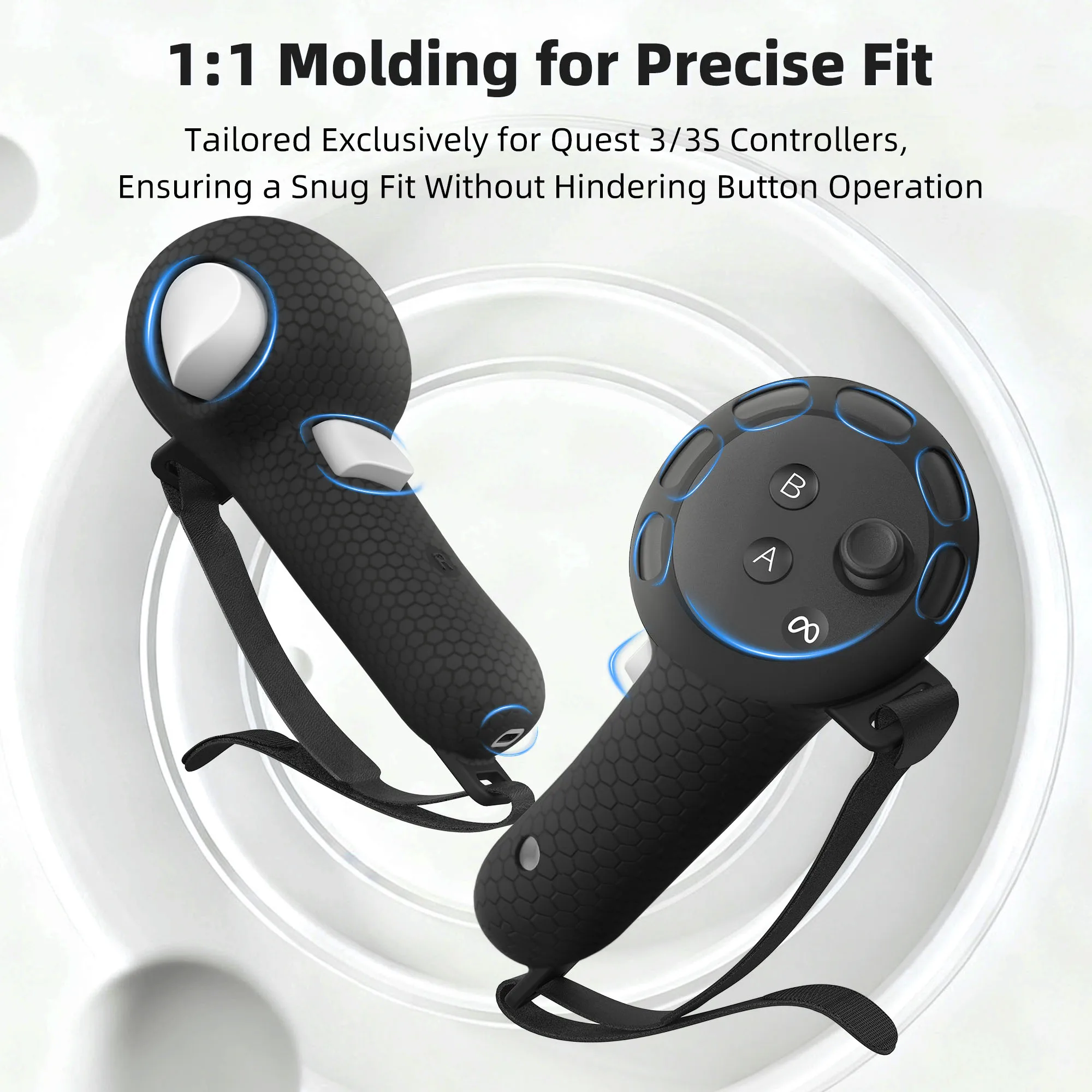 For Quest 3S/3 Detachable-Free Rechargeable Silicone Controller Grip Cover Built-in Rechargeable Battery Silicone Grip Cover