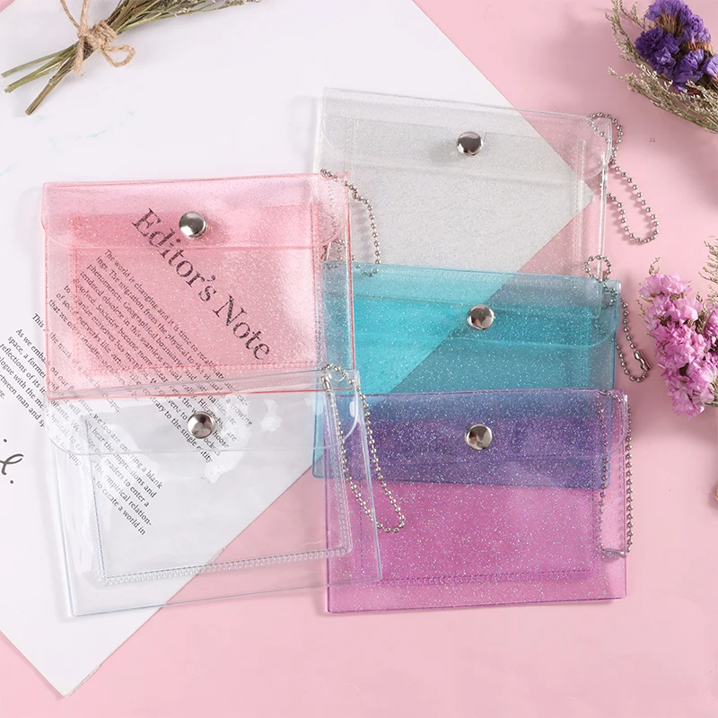 1Pc Carteira de cartão de crédito feminina Moda Transparente impermeável PVC Business Card ID Card Wallet Girl Coin Purse Bag