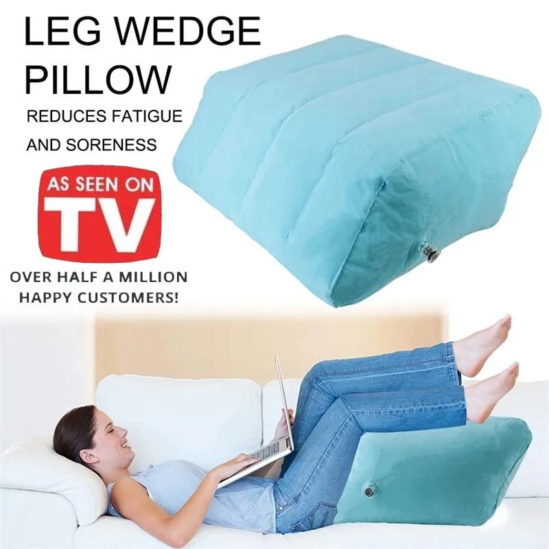 

Inflatable Leg Wedge Pillow Comfortab Lelightweight 45 Angle Leg Elevation Knee Cushion Relax Hip Relief Bed Footrest PVC Velvet