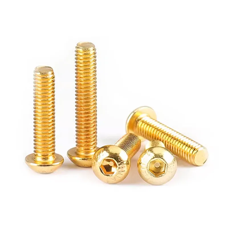 10pcs Grade 12.9 Half Round Head Plating Titanium Gold Hex Screw M2 M2.5 M3 M4 M5 Iso7380 Hex Socket Screw Length 5-30mm