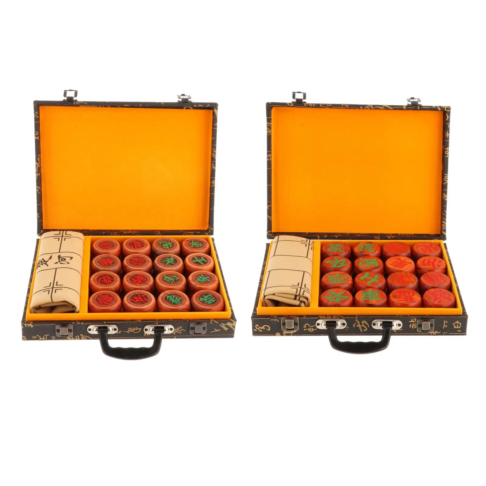 Collectible Rosewood Chinese Chess Set Portable Xiangqi Board Game, 29.5x5.5x22cm