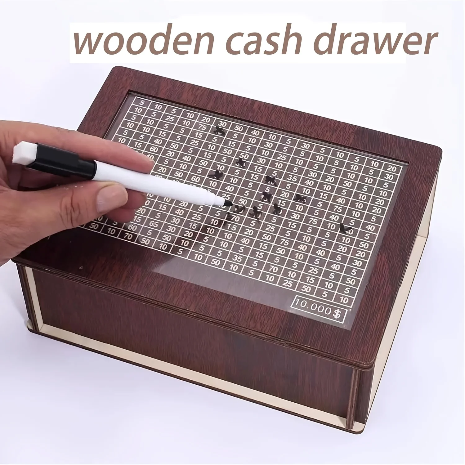 Wooden Money Box with Money Target And Numbers, Money Bank for Adults, Cash Saver Box Money Bank, Adults Money Box Halloween Chr