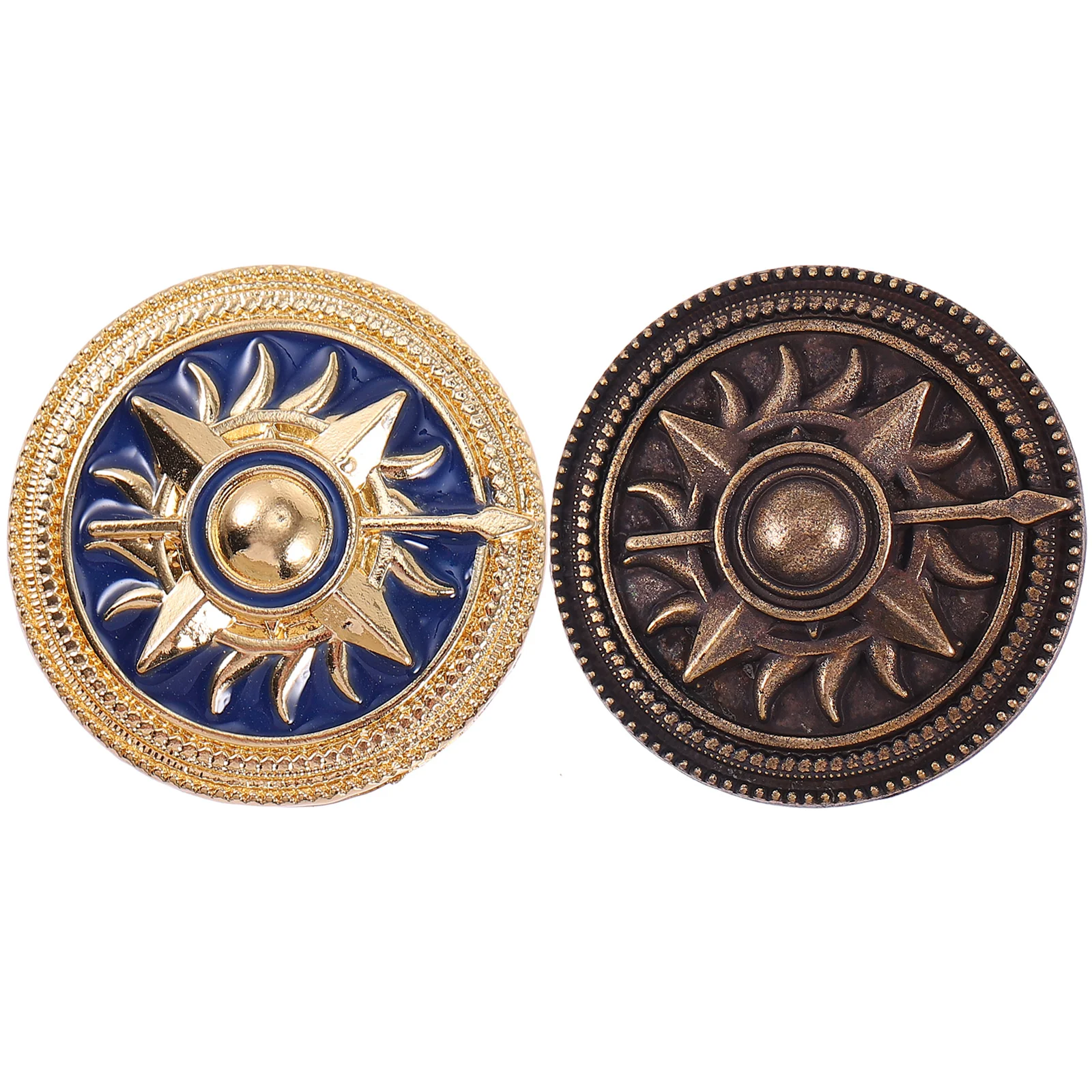 2 Pcs Badge Personality Brooches Clothes Boutonniere Pins Round Circle Retro Clothing Vintage