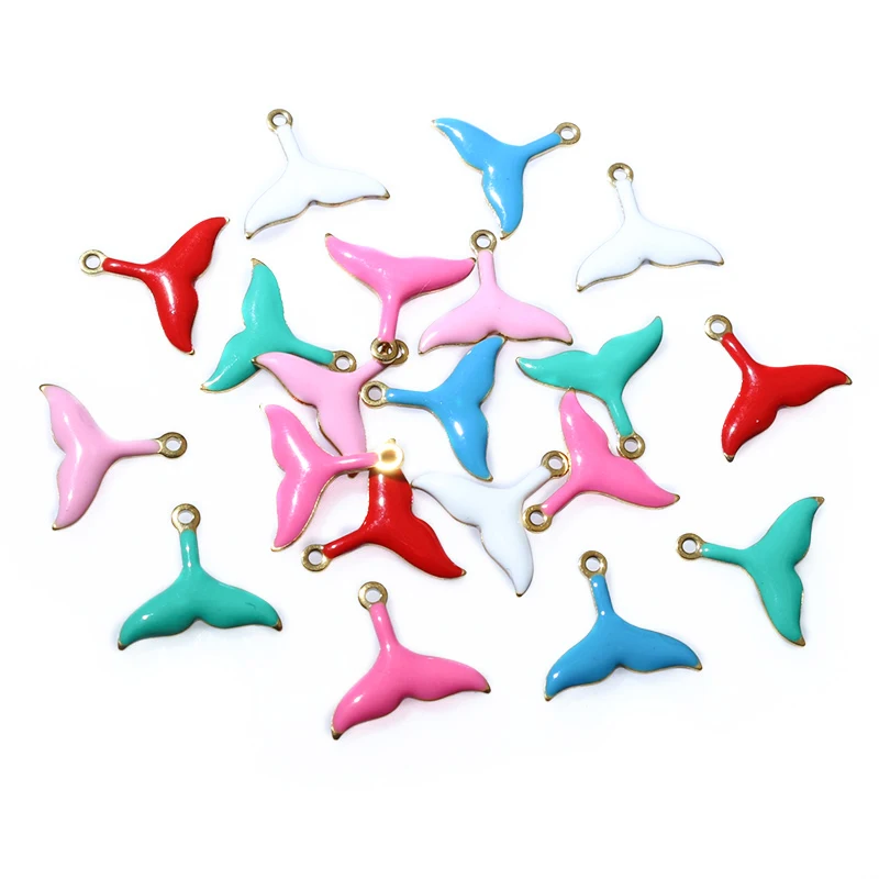 20pcs 10x11mm Stainless Steel Small Mermaid Tail Charms Pendant Enamel DIY Jewelry Making Accessories Findings Necklace Earrings image 2