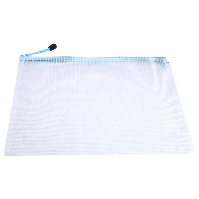 12PCS A4 플라스틱 지퍼 지갑 A4 지퍼 잠금 가방 메쉬 지퍼 파일 가방 문서 폴더 방수 여행용 보관 주머니