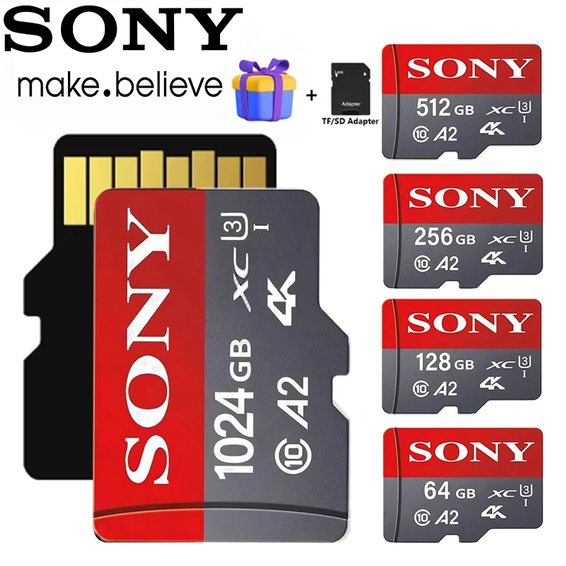 Sony Micro SD 1TB 512GB 256GB Memory Card UP TO 100MB/s C10 U3 64GB 128GB TF Card 4K HD for USB Card Reader Adapter Microsd