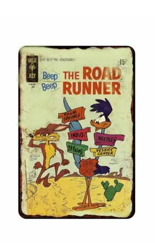 1 Uds. Cubierta de cómic The Road Runner de los años 30, letrero de estaño totalmente metálico de hasta 12x18