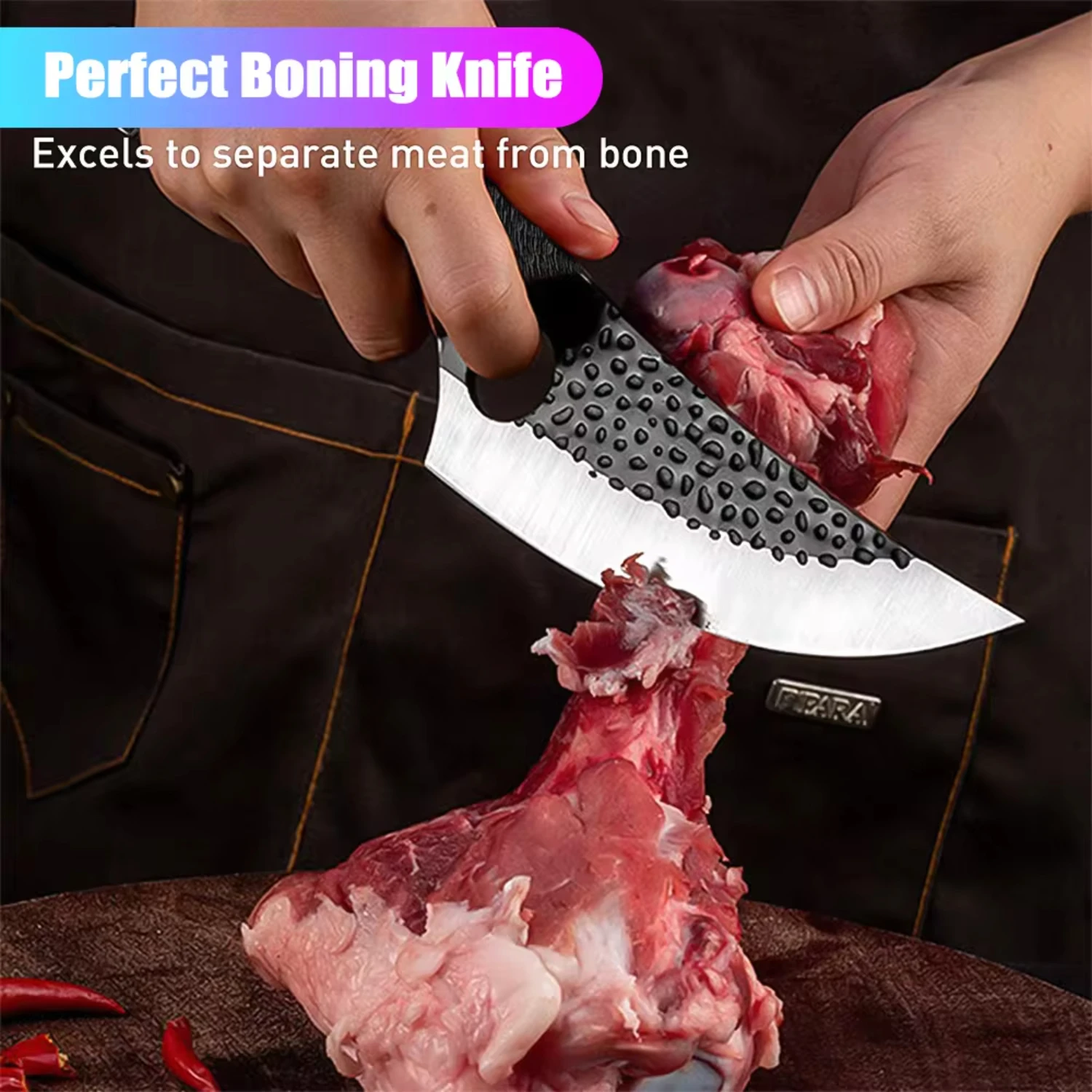 New Kitchen  Fish Boning Knives Fruit Meat Cleaver Three-blade Kitchen Stainless Steel Utility Chef  with Hole Holster