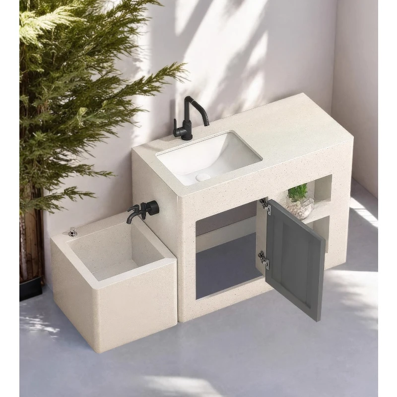 column  courtyard wash basin outdoor yard gardenround edge integrated