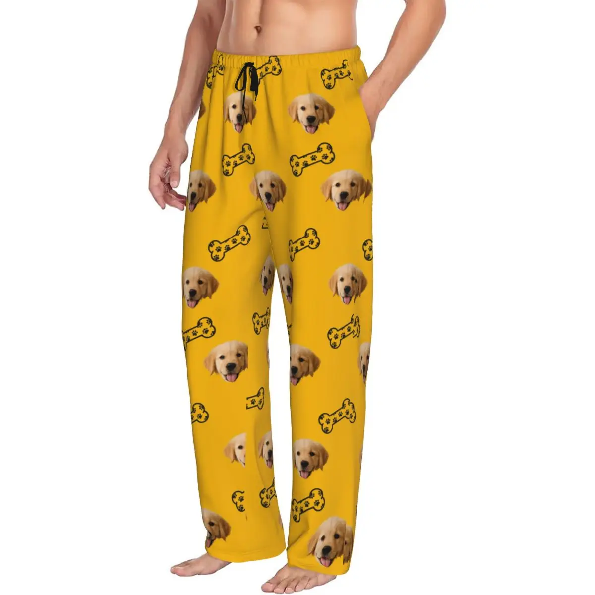 Individuell bedruckte, personalisierte Pyjamas mit Hundegesicht, Pyjamahose, Herren-Schlafanzughose mit Taschen