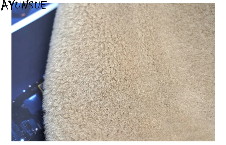 معطف فرو الأغنام ميرينو الطبيعي من AYUNSUE سترة نسائية من الجلد الطبيعي 2025 معاطف نسائية دافئة ملابس شتوية متوسطة الطول شوبانا Жеenca #3