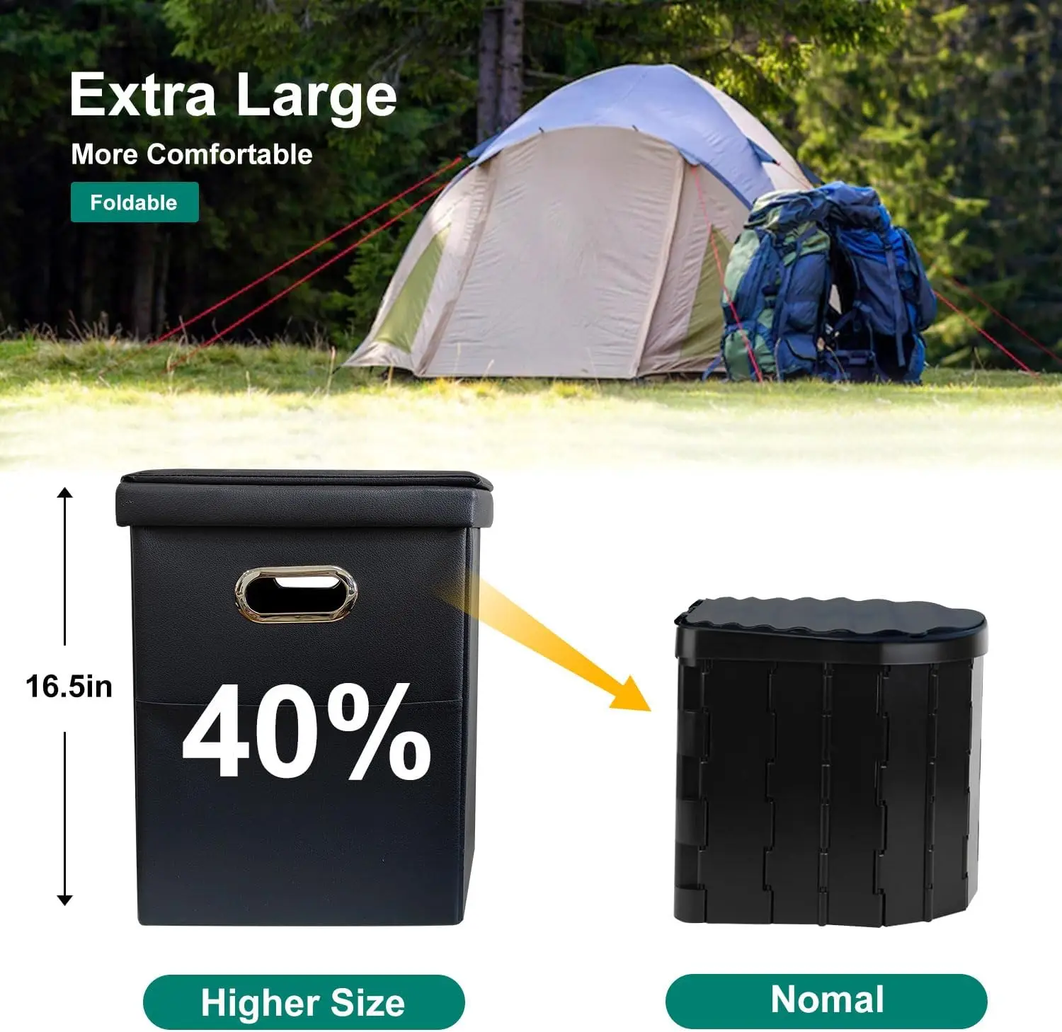 XL Portable Toilet for Adults, Extra Large Portable Travel Floding Toilet, Camping Tall Toilets