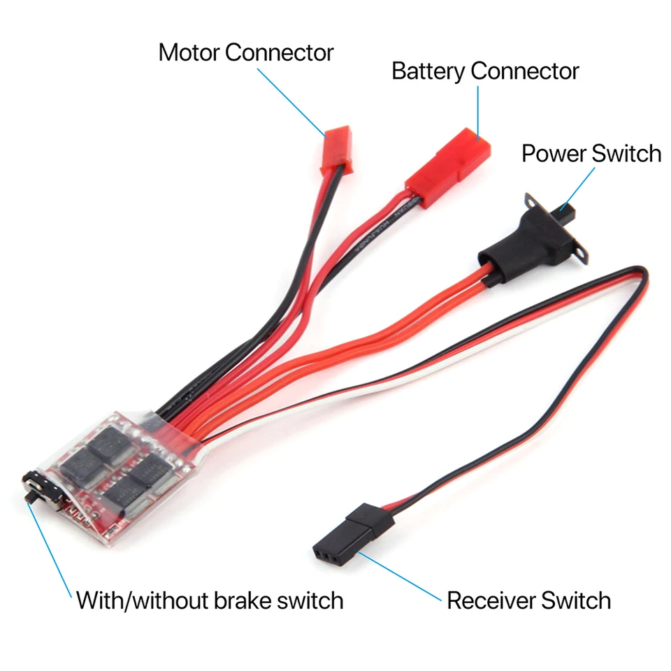 Drfeify Contrôleur de Vitesse ESC Brushed, Protection Contre la surchauffe 320A ESC Compatible avec Bateau de Voiture 1/10 RC