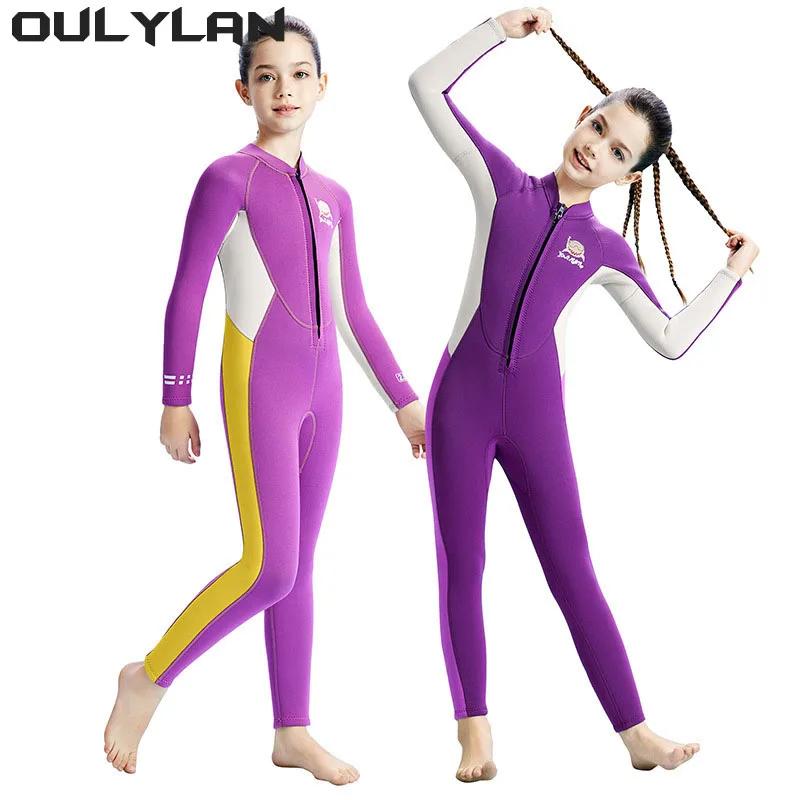 

Oulylan Thickened Front Zipper Bodysuit for Winter 2.5MM Children's Wetsuit Swimwear Warmth and Cold-proof Surfing Suit