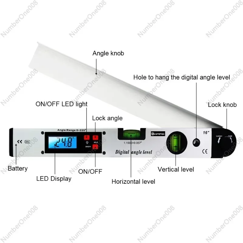 Digital Goniometer Electronic Protractor 225 Degree Angle Finder 400mm Level Measuring Gauge Meter Inclinometer Ruler