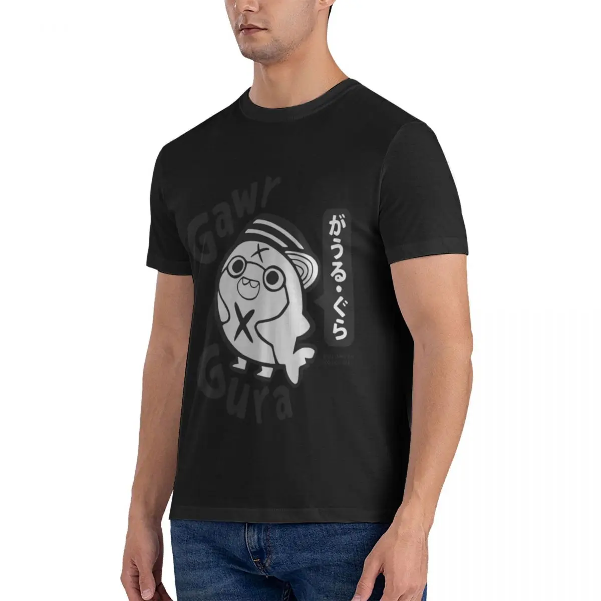 Copy Of Gawr Gura Bloop Hololive EN Generation 1 Myth (BLACK) Casual Men's Basic Short Sleeve T-Shirt