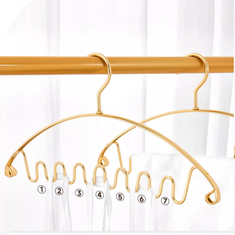 5pcs Wave Shaped Clothes Hanger Aluminum Alloy LDrying Hangers Scarves Sling Storage Rack Luxury Metal Hanger Wardrobe Organizer