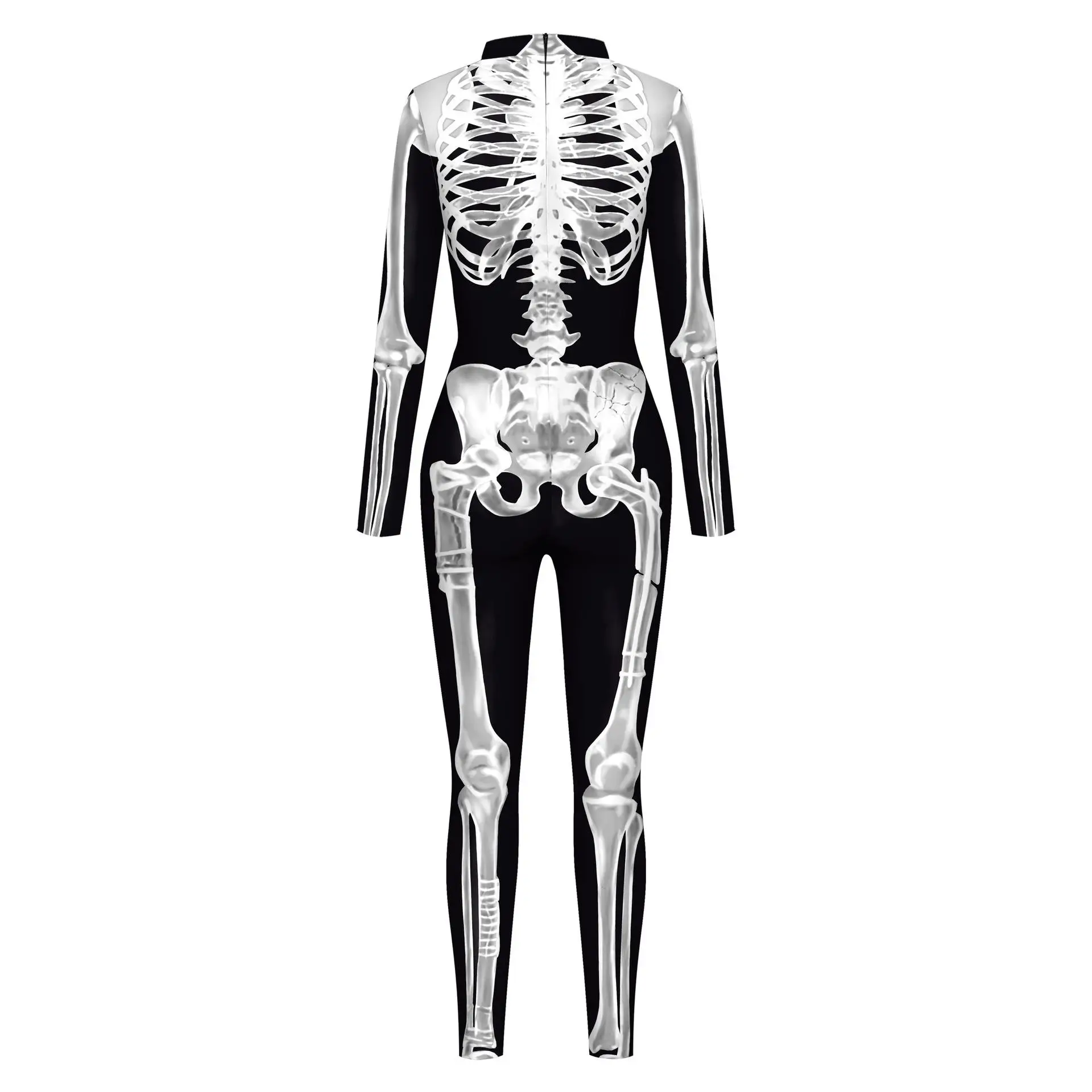 بدلة تنكري على شكل هيكل عظمي بشري من Loween بدلة من قطعة واحدة للنساء أزياء أداء المسرح ملابس عرقية تقليدية