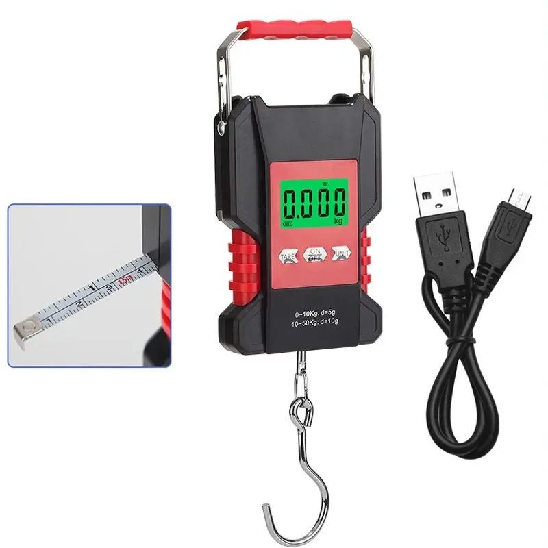

완전 방수 체중계 USB 충전식 휴대용 디지털 행잉 후크 저울, 전자 수하물 무게, 내장 1.5M 테이프
