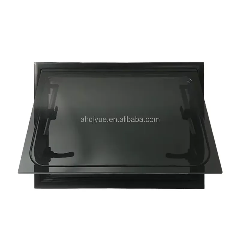 Black Powder Coated Right Angle Flat Window Double Glazing Roller Blind Flynet Customizable Sizes 1000x500mm