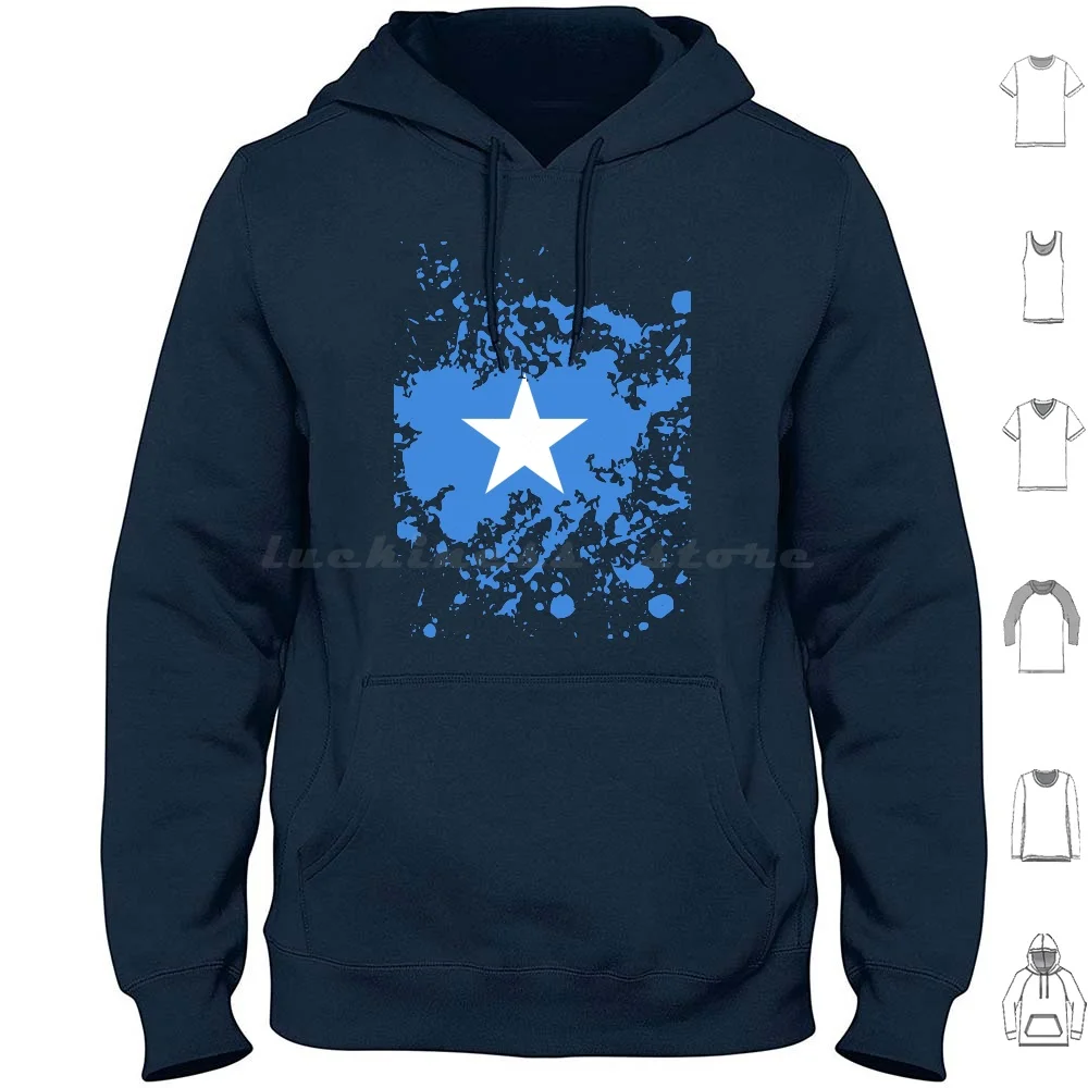 Somalia Flag Ink Splatter Hoodie cotton Long Sleeve Somalia Flag Ink Splatter Africa Cool Modern Stylish Patriot